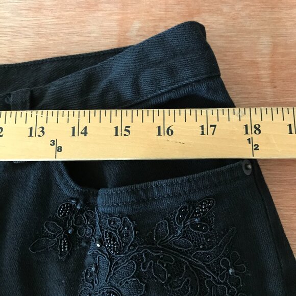 Lauren Ralph Lauren Jeans Women 14 Black Floral Textured High Rise Stretch 18163 - Picture 11 of 13